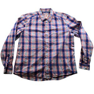 Lacoste Live Mens Shirt Size XL 44 Plaid Long Sleeve Skinny Fit Casual Purple
